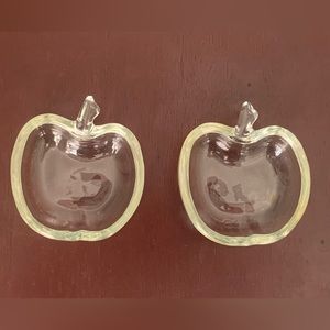 Vintage Apple Shaped Nut Cups, Orchard Pattern by Hazel-Atlas, Dishes MCM Glass
